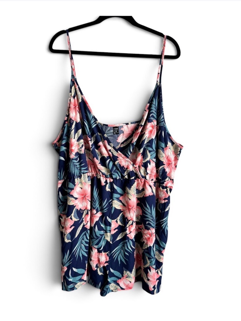 SHEIN VCAY Tropical Floral Surplice Cami Romper Plus Size 4XL NWOT